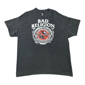 Bad Religion Mens Graphic T-Shirt Black Crossbuster Logo Punk Rock Band Tee XL